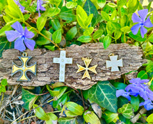 Load image into Gallery viewer, 24k gold, Diamond, Sterling Silver Byzantine Cross Pendant