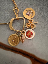 Load image into Gallery viewer, 18k Vintage Victorian Winged Cherub on Pearl Crescent Moon