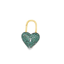 Load image into Gallery viewer, 14kg Emerald Green Vintage Heart Lock Pendant