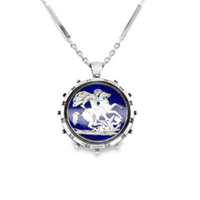 Load image into Gallery viewer, Vintage Sterling Silver St George Pendant Brooch