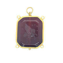 Load image into Gallery viewer, 24kg Agate and Diamond Pendant with Intaglio Pegasus and Lion