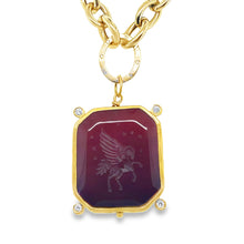 Load image into Gallery viewer, 24kg Agate and Diamond Pendant with Intaglio Pegasus and Lion