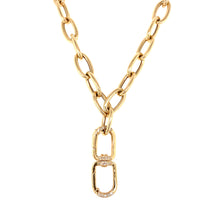 Load image into Gallery viewer, 14kg Oval Link Necklace with Diamond and Gold Charm Clasp
