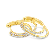 Load image into Gallery viewer, 14kg and White Diamond Double Hoop Earrings
