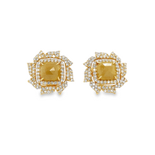 Load image into Gallery viewer, 18kg Yellow Diamond Earrings with Diamond Surround
