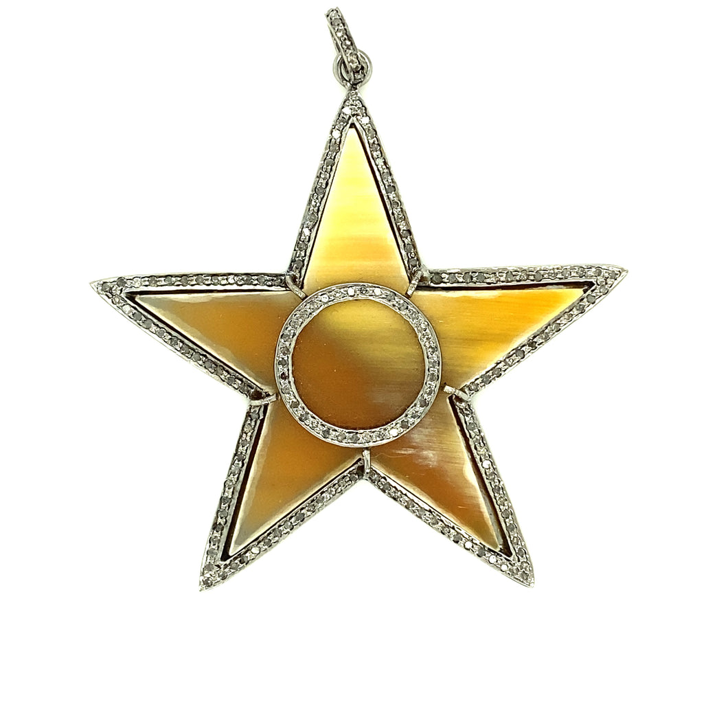 Lone Star Silver and Diamond Horn Pendant