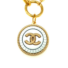 Load and play video in Gallery viewer, Chanel Vintage Gold, White with Blue Button Pendant
