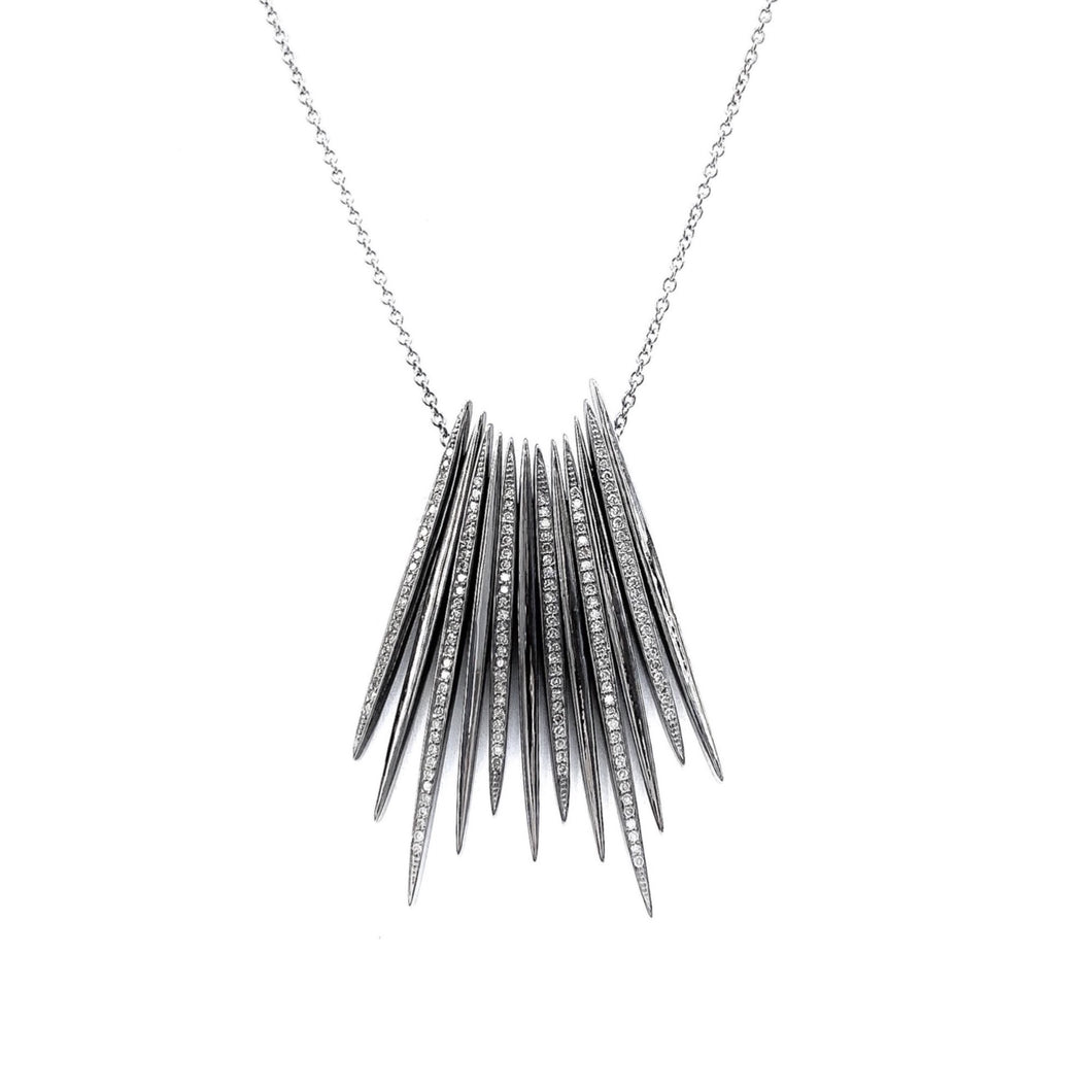 Silver Spike and Diamond Necklace