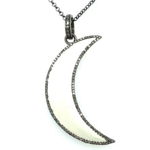 Load and play video in Gallery viewer, Sterling Silver, Diamond and White Enamel Moon

