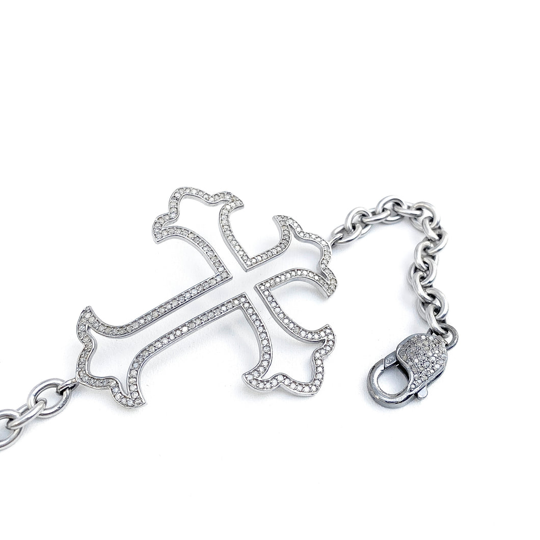 Silver Diamond Cross Bracelet