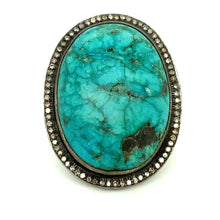 Load and play video in Gallery viewer, Silver Diamond and Turquoise Ring
