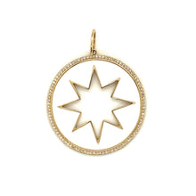 Load image into Gallery viewer, 14kg White Enamel, Gold and Diamond Star Pendant
