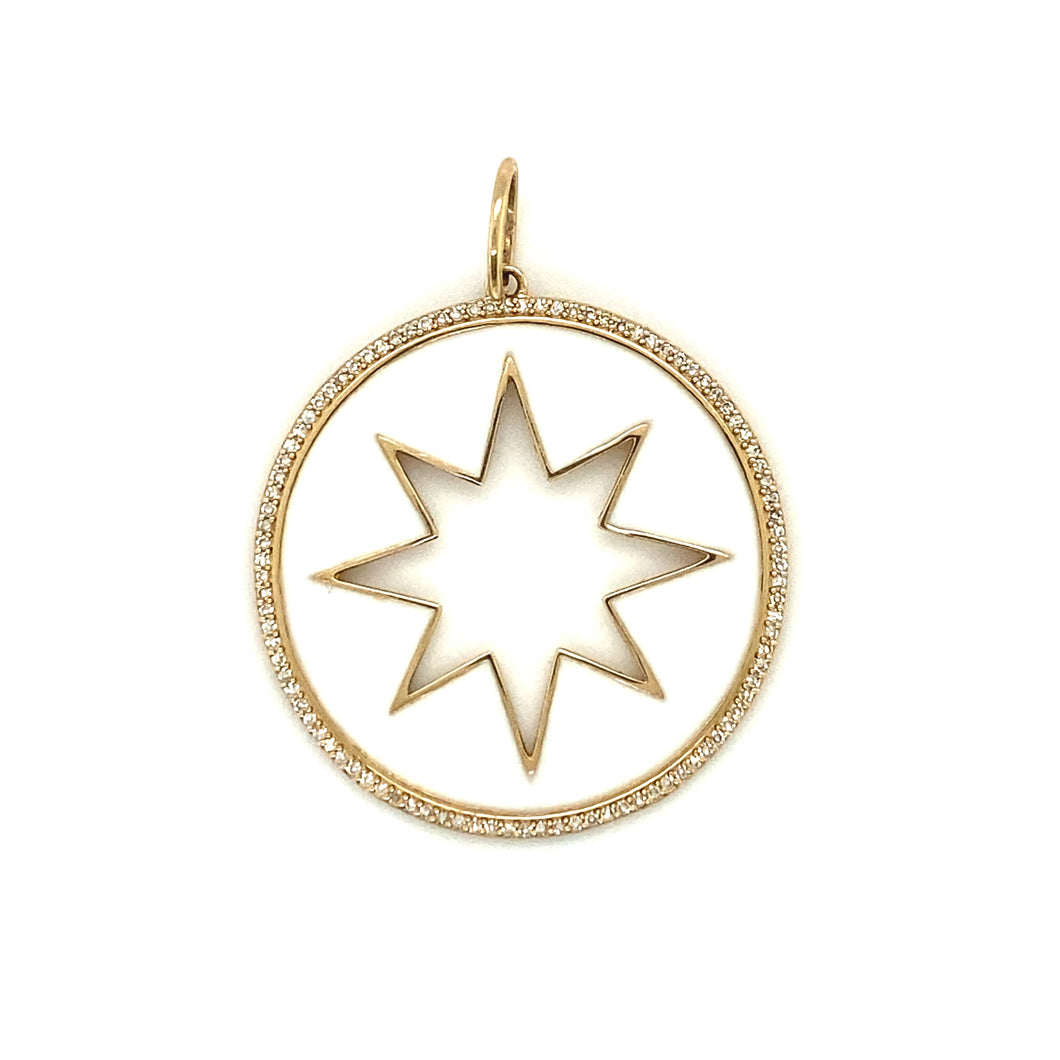 14kg White Enamel, Gold and Diamond Star Pendant
