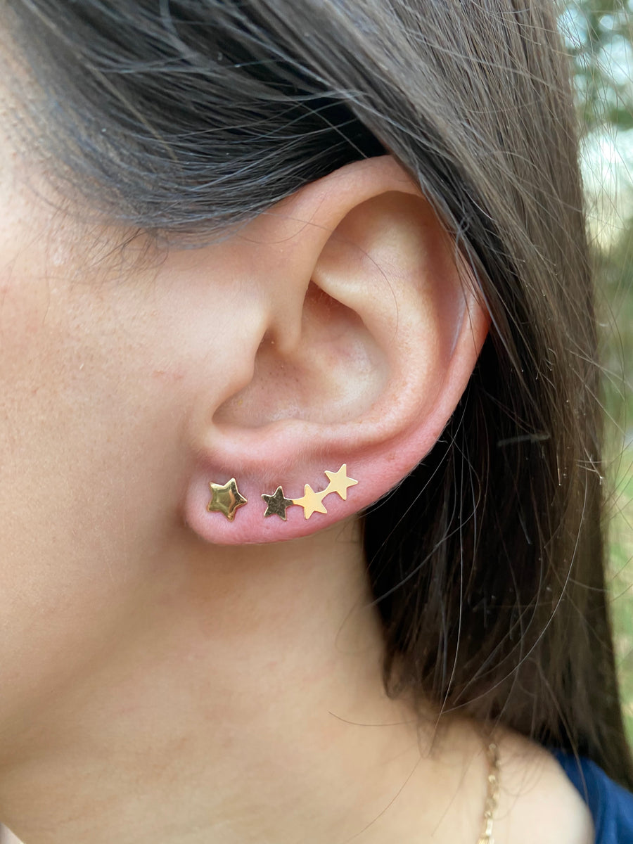 Star climber earrings gold Clearance