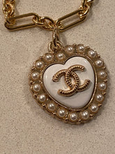 Load image into Gallery viewer, Chanel Vintage Gold Pearl Heart Button Pendant