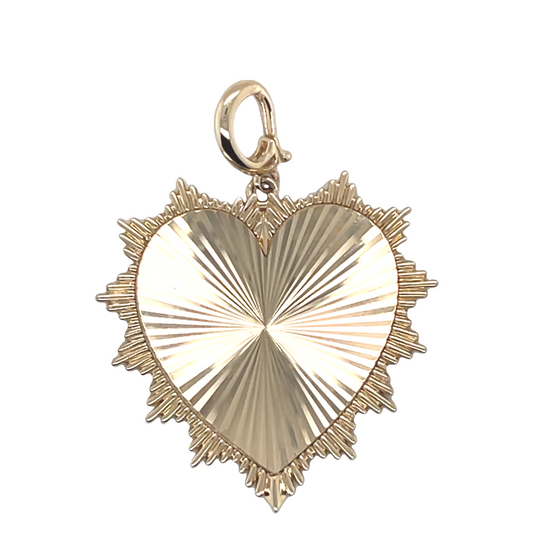14kg Etched Heart w Clasp Bail