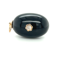 Load image into Gallery viewer, Large Black Onyx Egg with Diamond Flower
