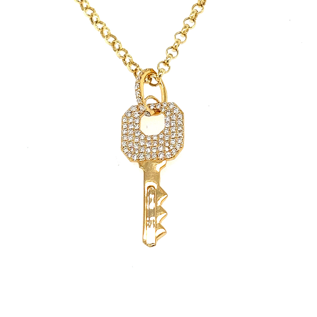 14kg and White Diamond Key Pendant