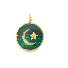 Load image into Gallery viewer, 14kg Malachite Star Moon Pendant
