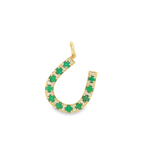 Load image into Gallery viewer, 14kg Emerald and White Diamond Horseshoe Pendant
