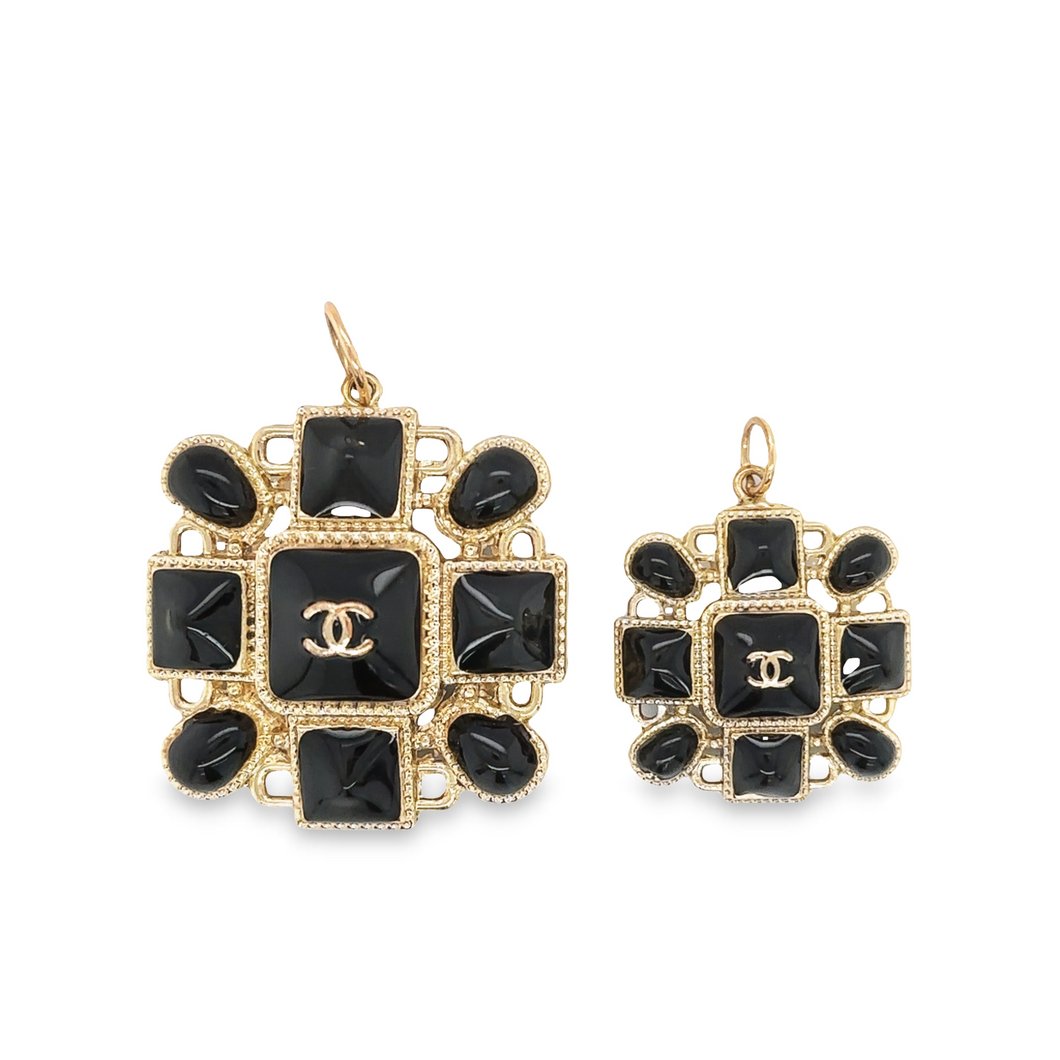 Black Vintage Square Chanel Pendants
