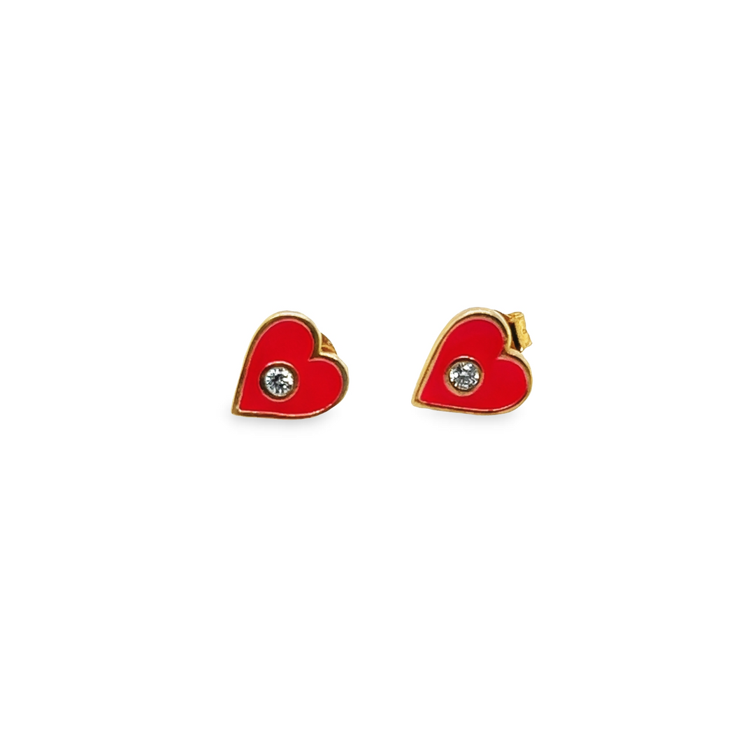 Enamel Heart Stud Earrings