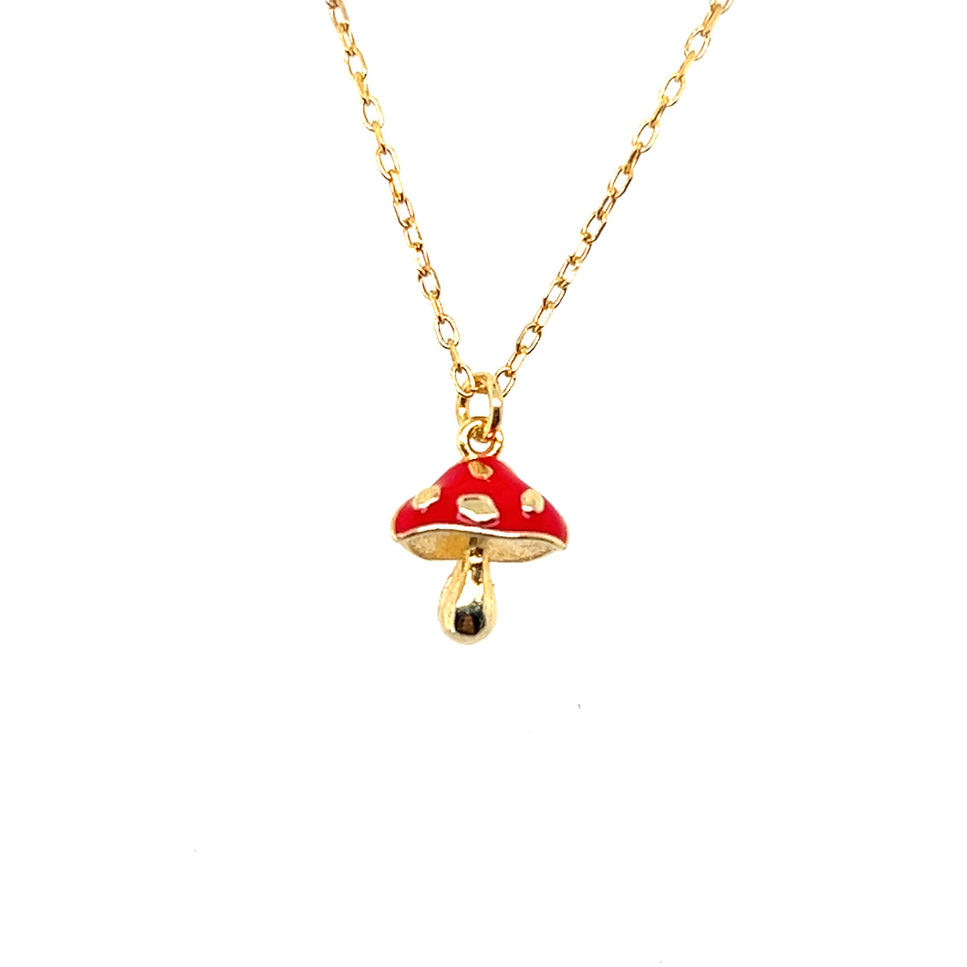 Petite Enamel Mushroom Necklace