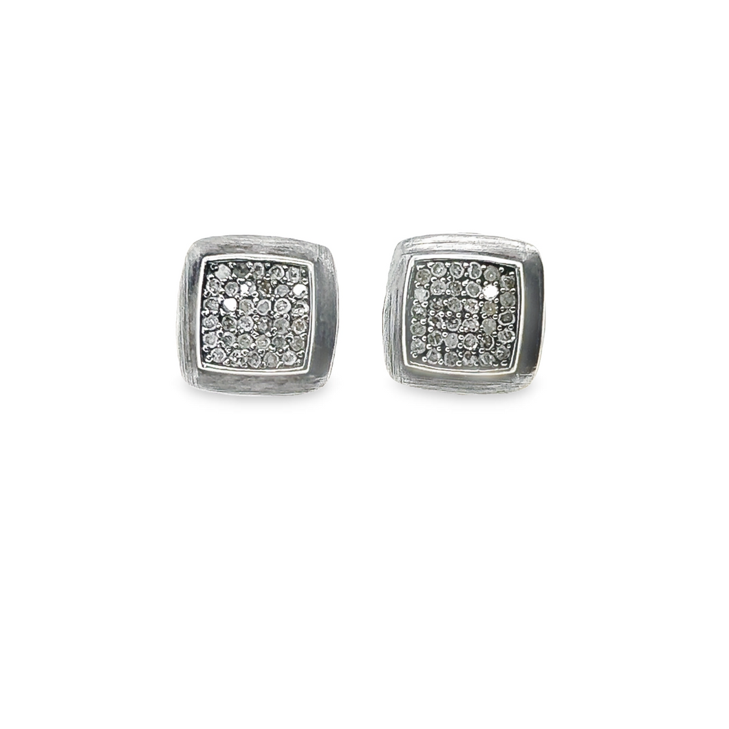 Sterling Silver Square Diamond Earrings