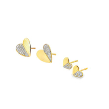 Load image into Gallery viewer, 14kg half heart and diamond earrings
