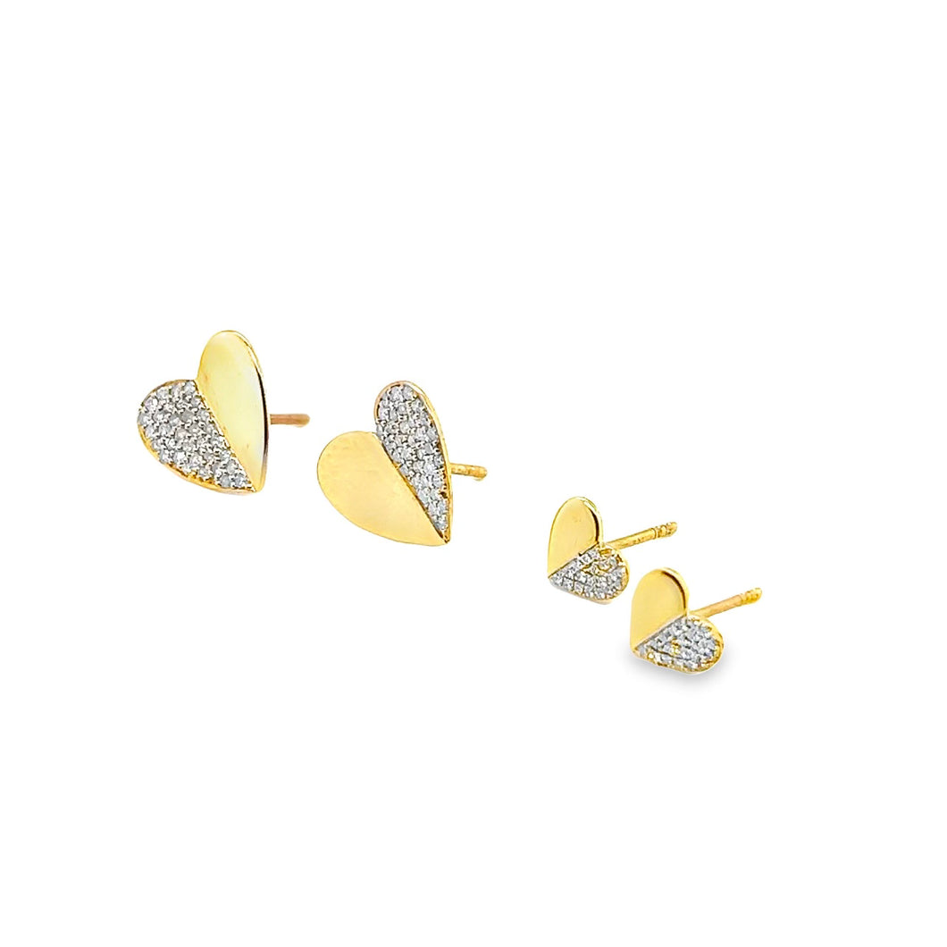 14kg half heart and diamond earrings