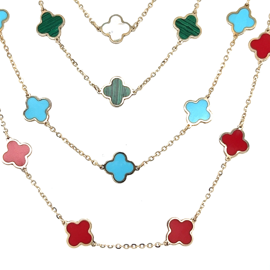 14kg Semi-Precious Clover Necklaces