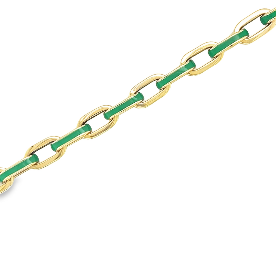 14kg Green Enamel Link Bracelet