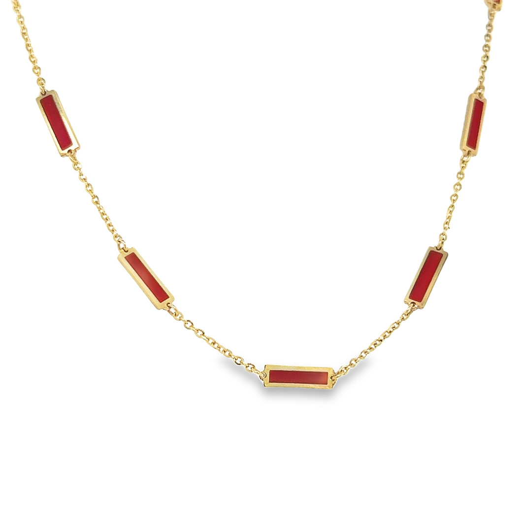 14kg Red Carnelian Chiclet Necklace