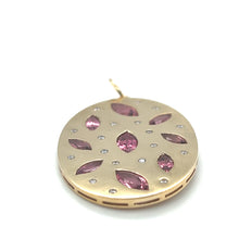 Load image into Gallery viewer, 14kg Large Oval Pendant with Tourmaline  and White Diamonds
