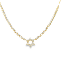 Load image into Gallery viewer, 14kg Star of David On Half Tennis Necklace
