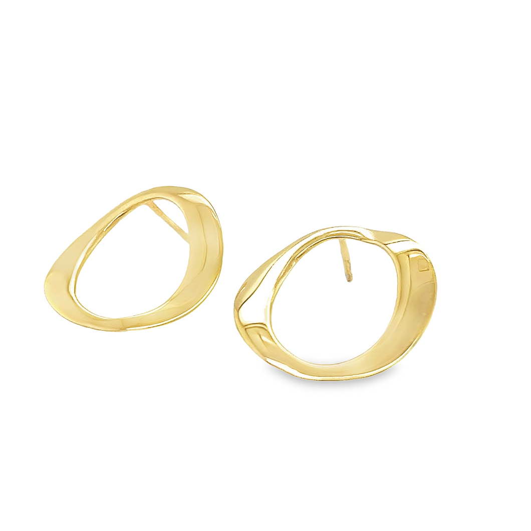 14kg Dipped Molten Circle Earrings