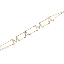 Load image into Gallery viewer, 14k gold and white diamond MAMA Bracelet
