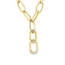 Load image into Gallery viewer, 14kg Oval Link Necklace with Diamond and Gold Charm Clasp
