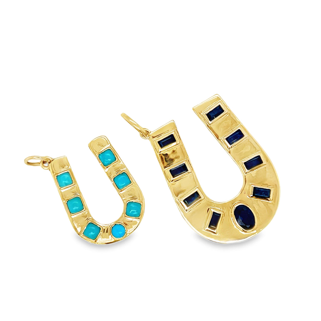 14kg and Blue Sapphire or Blue Turquoise  Horseshoe
