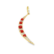 Load image into Gallery viewer, 14kg, Diamond and Coral Moon Pendant
