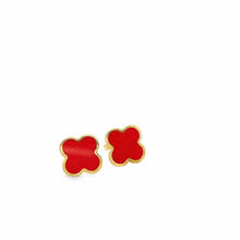 Load image into Gallery viewer, 14kg and cornelian red clover earrings
