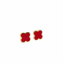 Load image into Gallery viewer, 14kg and cornelian red clover earrings
