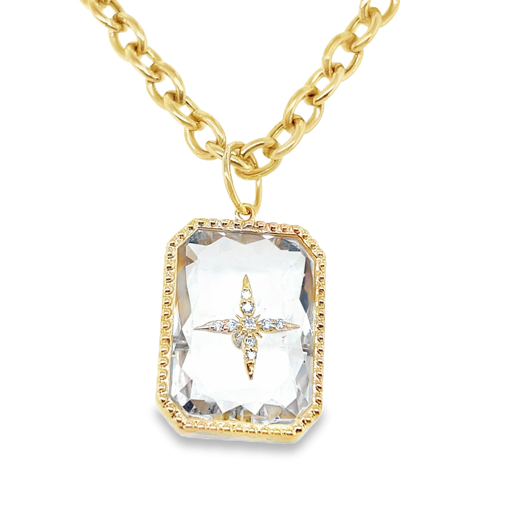 14kg Crystal and Diamond Abstract North Star Pendant