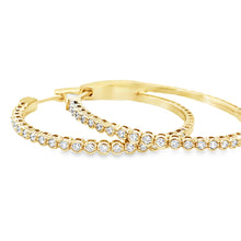 Load image into Gallery viewer, 18kg Large Bezel-set Diamond Hoop Earrings
