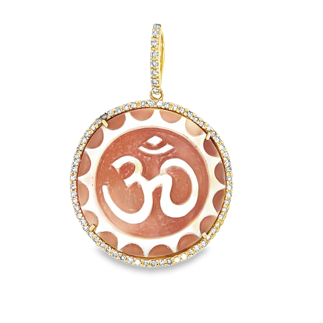 14kg and Diamond Om Cameo Pendant