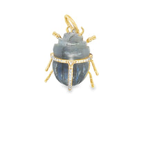 Load image into Gallery viewer, 14kg Diamond and Carved Labradorite Scarab Pendant
