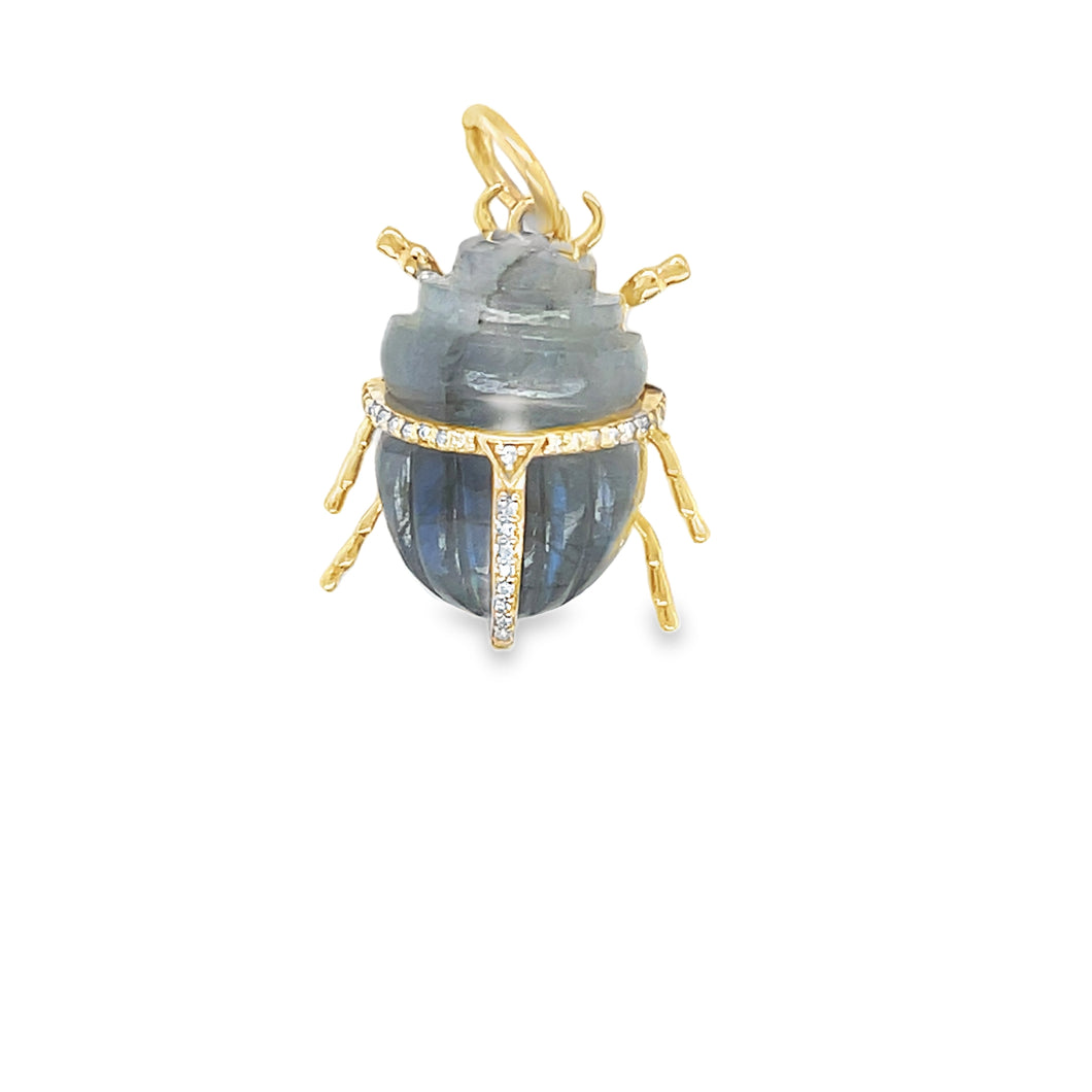 14kg Diamond and Carved Labradorite Scarab Pendant