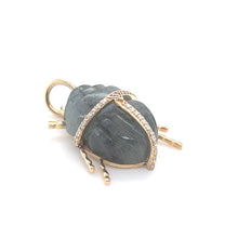 Load image into Gallery viewer, 14kg Diamond and Carved Labradorite Scarab Pendant
