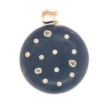 Load image into Gallery viewer, 14kg and Bezel Set Fancy Colored Diamonds on Ebony Disc Pendant
