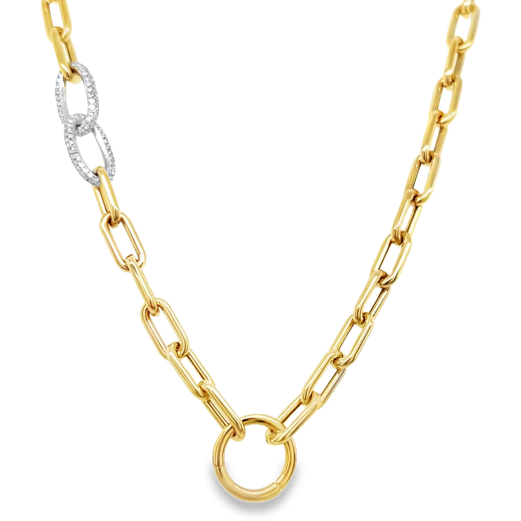 14kg Oval and Diamond Necklace